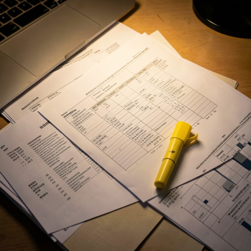 Printed gas report with highlighted fee columns