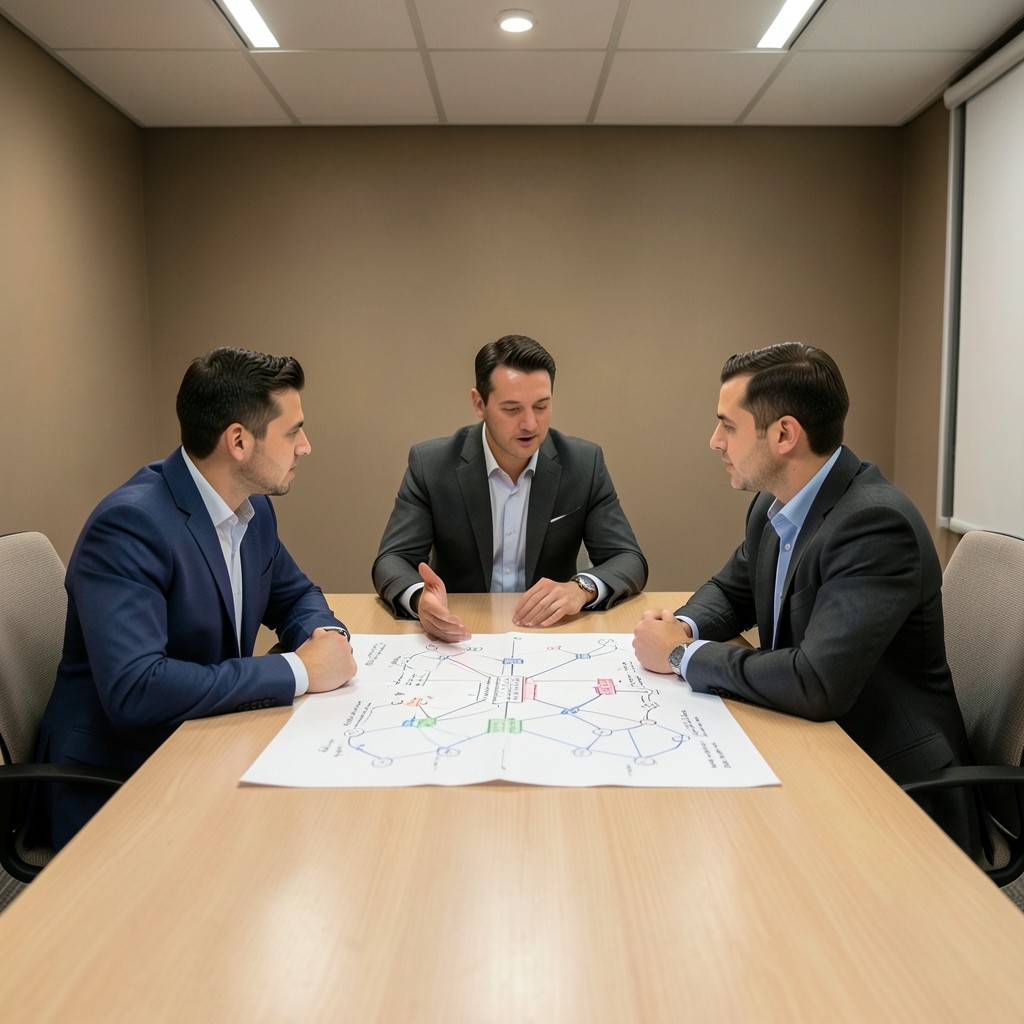 Engineers discussing cross-chain bridge architecture